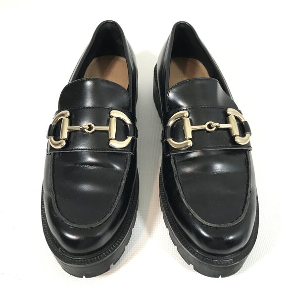 H&M Horsebit Buckle Loafers Lug Sole Black Women 9 - Picture 8 of 13